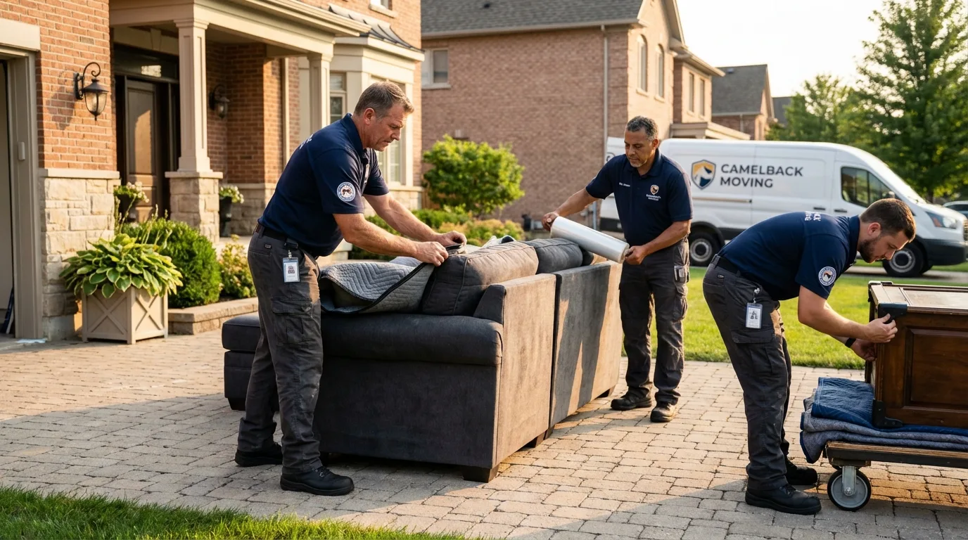 Large estate moving crew wrapping furniture in Jupiter, FL
